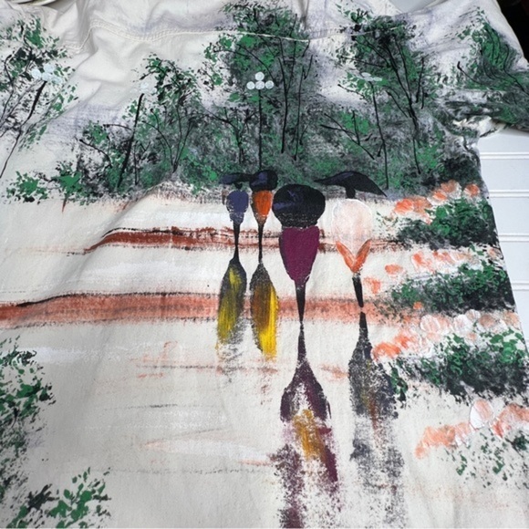 Marguerita Oversized Hand Painted Off White Denim Shacket Top Size M‎ - Picture 8 of 15
